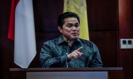 Menteri BUMN sekaligus Ketua Umum Masyarakat Ekonomi Syariah (MES) Periode 2021-2024 Erick Thohir 