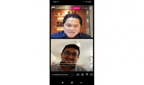 Menteri BUMN Erick Thohir melakukan Live IG dengan Indra Rudiansyah yang menjadi bagian tim Jenner Institute untuk uji klinis vaksin AstraZeneca pada Jumat (23/7).