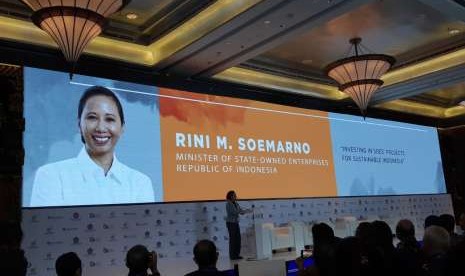 State Enterprises Minister Rini Soemarno  at the 2018 Indonesia Investment Forum event in Denpasar, Bali, Tuesday (Oct 9).