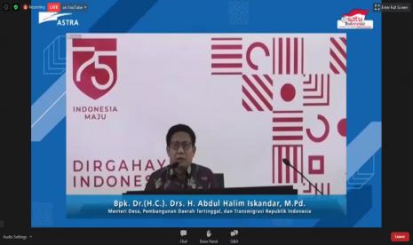 Menteri Desa, Pembangunan Daerah Tertinggal dan Transmigrasi Abdul Halim Iskandar mengapresiasi Program Desa Sejahtera Astra yang akan meningkatkan desa binaannya dari 685 menjadi 750 desa. Abdul berharap, ke depannya jumlah desa yang dibina bisa bertambah dari waktu ke waktu.