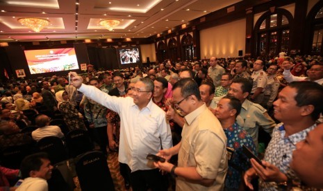 Menteri Desa, Pembangunan Daerah Tertinggal dan Transmigrasi Eko Putro Sandjojo saat menghadiri Rapat Kerja Nasional (Rakernas) Pembangunan Pertanian 2019. 