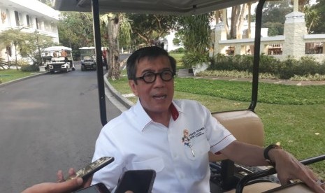 Menteri Hukum dan HAM Yasonna Laoly di Istana Negara, Selasa (22/5). 