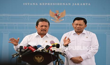 Menteri Kelautan dan Perikanan Sakti Wahyu Trenggono di Istana Kepresidenan, Jakarta Pusat, Senin (20/1/2025).