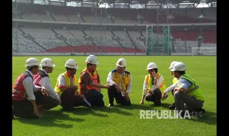 Menteri Keuangan Republik Indonesia, Sri Mulyani untuk pertama kalinya meninjau venue yang akan digunakan Asian Games 2018. Peninjauan dilakukan Kamis (23/11) pagi.