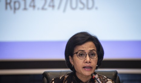 Menteri Keuangan Sri Mulyani Indrawati menyampaikan konferensi pers tentang Realisasi Anggaran Pendapatan dan Belanja Negara (APBN) 2018, di Kantor Kementerian Keuangan, Jakarta, Rabu (2/1/2019).