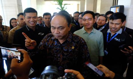 Menteri Komunikasi dan Informasi (Menkominfo) Budi Arie. Menkominfo Budi Arie sebut belum ada tanda-tanda reshuffle kabinet.