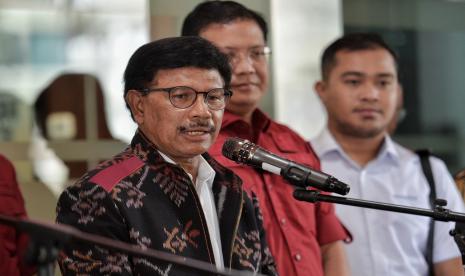 Menteri Komunikasi dan Informatika (Menkominfo) Johnny G Plate memenuhi panggilan Kejaksaan Agung (Kejagung).