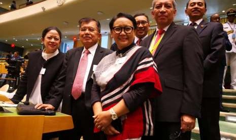 Menteri Koordinator Bidang Pembangunan Manusia dan Kebudayaan (Menko PMK) Puan Maharani menghadiri High Level Meeting on Global Peace di Markas Besar PBB di New York, pada Senin (24/9).