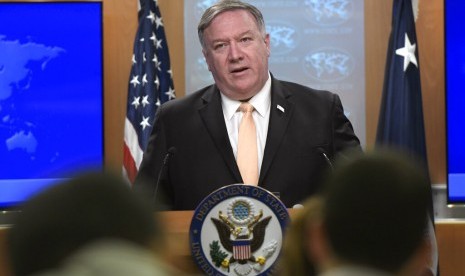 Menteri Luar Negeri AS Mike Pompeo di Washington. Pompeo menuduh Iran menggunakan sumber dayanya untuk mendukung teror. Ilustrasi.