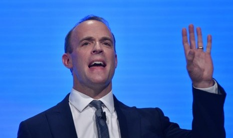 Menteri Luar Negeri Inggris Dominic Raab. Inggris mengatakan Mahkamah Pidana Internasional (ICC) harus bekerja independen. Ilustrasi.