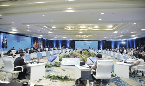 Menteri Luar Negeri (Menlu) RI Retno Marsudi di Indonesia Pacific Forum Develompemnt (IPFD) di Bali, Rabu (7/12/2022) .