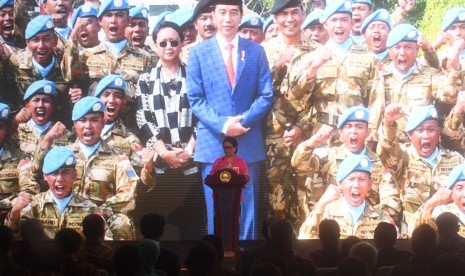 Menteri Luar Negeri Retno LP Marsudi memberikan pernyataan pers tahunan 2019 di Jakarta, Rabu (9/1/2019). 