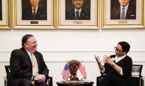 Indonesia Foreign Affairs Minister Retno Marsudi holds bilateral meeting with U.S State Secretary Michael Pompeo in Jakarta, Saturday (Aug 4).