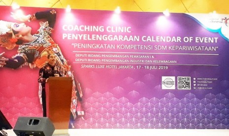 Menteri Pariwisata, Arief Yahya membuka Coaching Clinic Calender of Event Indonesia 2019 di Sparks Luke Hotel Indonesia, Jakarta, Rabu (17/7). 