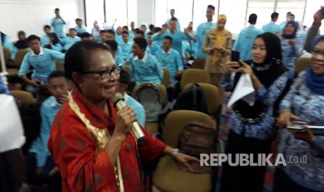 Menteri Pemberdayaan Perempuan dan Perlindungan Anak (PPPA) Yohana Susana Yembise menghadiri deklarasi anak layak di Provinsi Lampung, Selasa (17/10).  