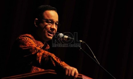 Menteri Pendidikan dan Budaya, Anis Baswedan saat memberikan pidato pada silaturahmi seni dengan judul 