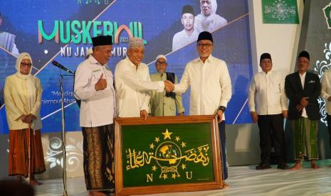 Menteri Perdagangan Zulkifli Hasan saat menghadiri Muskerwil NU Jawa Timur di Pondok Pesantren Mojosari di Nganjuk, Jawa Timur, Sabtu (24/12/2022).