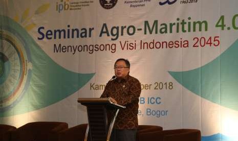 Menteri Perencanaan Pembangunan Nasional (PPN) Kepala Badan Perencanaan Pembangunan Nasional (Bappenas), Prof  Dr Ir Bambang PS Brodjonegoro membuka Seminar Agro-Maritim 4.0 yang digelar oleh IPB.  