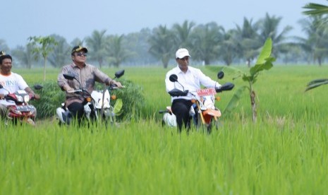 Menteri Pertanian Amran Sulaiman melakukan kunjungan ke warga Desa Telang Rejo, Kecamatan Telang Rejo, Kabupaten Banyuasin