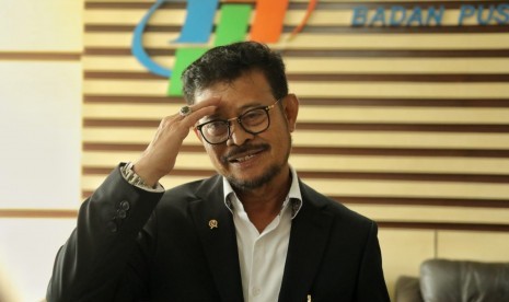 Menteri Pertanian (Mentan) Syahrul Yasin Limpo rapat di kantor Badan Pusat Statistik (BPS) di Jalan Dr Sutomo, Jakarta Pusat, Selasa (29/10). 