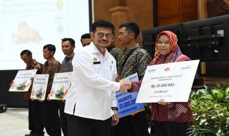 Menteri Pertanian, Syahrul Yasin Limpo di acara peringatan Hari Kopi Nasional yang dihelat di Auditorium Gedung F Kementerian Pertanian, Rabu (11/3).(Kementan)