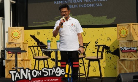 Menteri Pertanian, Syahrul Yasin Limpo di sela-sela Tani On Stage sebagai rangkaian acara Healthy Street Food Festival 2019 di Gelora Bung Karno, Sabtu (10/11).