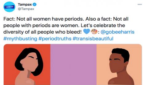 Merek tampon Tampax dihujat warganet akibat cicitannya yang mendukung transgender.