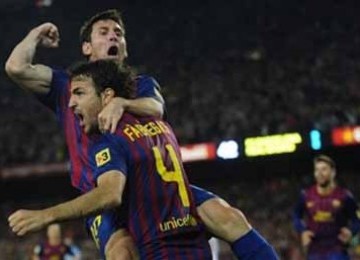 Messi-Fabregas meluapkan kegembiraan