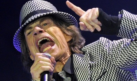 Mick Jagger performs with the Rolling Stones at the O2 Arena in London on Sunday.   