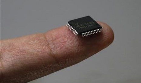 Microcontroller chip.