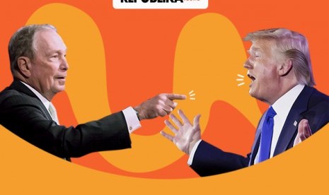 Donald Trump dan Mike Bloomberg saling lempar ejekan. Ilustrasi.