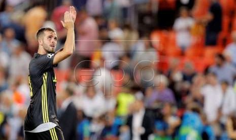 Miralem Pjanic mencetak dua gol lewat penalti untuk Juventus.