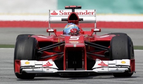 Mobil Formula 1 Ferrari yang ditunggangi pebalab asal Spanyol, Fernando Alonso.