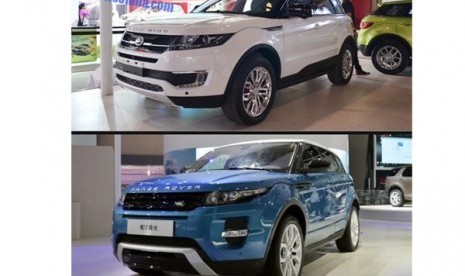 Mobil Land Wind X7 (atas) dianggap meniru desain Range Rover Evoque