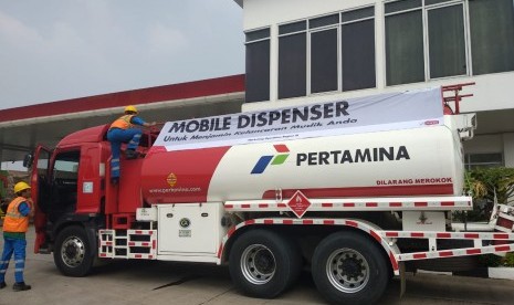 Mobile Dispenser Pertamina yang akan memenuhi kebutuhan BBM masyarakat selama berada di jalur mudik sejak H-7 dan H+7 Lebaran 2018. 