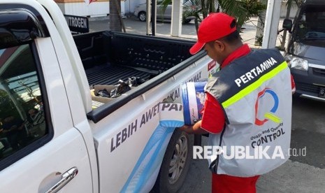 Mobile Dispenser PT Pertamina disiapkan di KiosK Pertamax untuk memudahkan penyaluran BBM bagi pemudik 