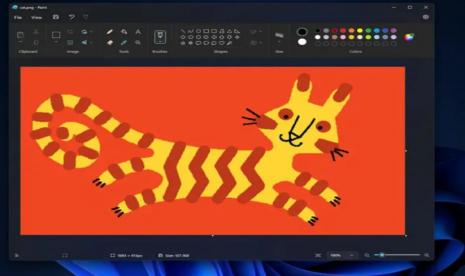 Mode gelap aplikasi Paint di Windows 11.