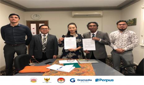 Momen Peresmian Kerja Sama Smart Library Gramedia Digital bersama KBRI Canberra 