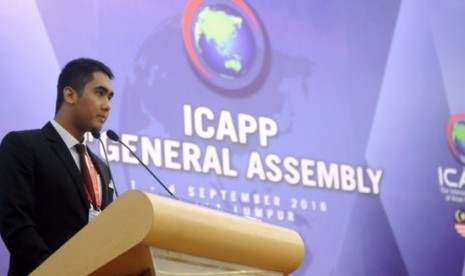 Muhammad Pradana Indraputra saat berpidato di ICAPP 9th General Assambly.