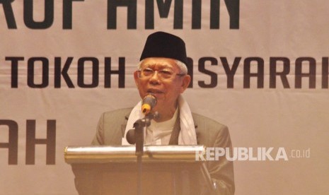 Mukhtazar Pengurus Besar Nahdlatul Ulama (PBNU), Prof Dr KH Ma’ruf Amin saat menghadiri Halaqah Kebangsaan dan halalbihalal PWNU Jawa Tengah di Hotel Crowne Plaza, Semarang, Jawa Tengah, Rabu (19/6). Dalam kesempatan ini kiai ma’ruf kembali menekankan pemahaman Islam Moderat untuk menjaga keutuhan NKRI.