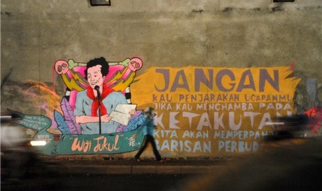 Mural Wiji Thukul dan kini filmnya pun bisa ditonton lewat Istirahatlah Kata-Kata