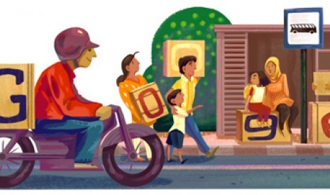 Musim mudik 2016 menjadi tema Google Doodle hari ini, Senin (4/7).