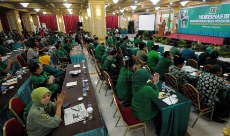 Musyawarah Kerja Nasional (Mukernas) ke-III PPP di Cisarua, Bogor, Jawa Barat, Rabu (23/4). 