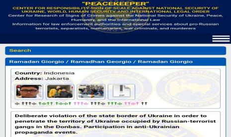 Nama Giorgio Ramadhan (24 tahun) masuk daftar musuh Ukraina di laman Myrotvorets akibat beraktivitas di Donbass. 