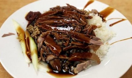 Nasi daging dada bebek tanpa tulang, menu andalan Lim Seng Lee Duck Rice Eating House. Rumah makan itu memutuskan tutup setelah 45 tahun berbisnis.