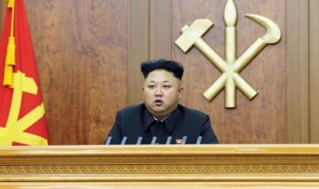 North Korean leader Kim Jong Un delivers a New Year's address in this January 1, 2015 photo released by North Korea's Korean Central News Agency (KCNA) in Pyongyang.