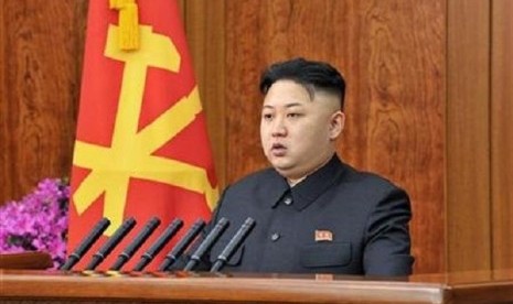 North Korean leader Kim Jong-un delivers a New Year address in Pyongyang in this picture released by the North's official KCNA news agency on January 1, 2013. 