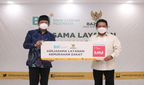 nota kesepahaman (MoU) yang dilakukan Ketua BAZNAS, Prof. Dr. KH. Noor Achmad, MA dan Direktur Utama BSI, Hery Gunardi, di Kantor Pusat BAZNAS, Jl. Matraman, Jakarta, Rabu (14/4/2021).