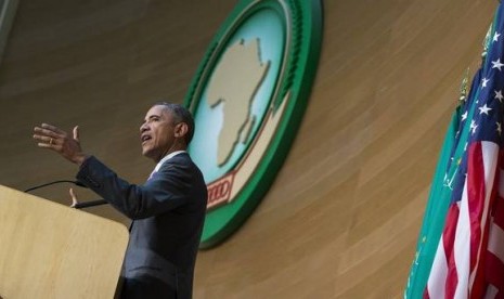 Obama saat berbicara di markas Uni Afrika, Selasa (28/7).