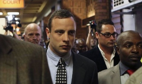 Oscar Pistorius saat datang ke pengadilan